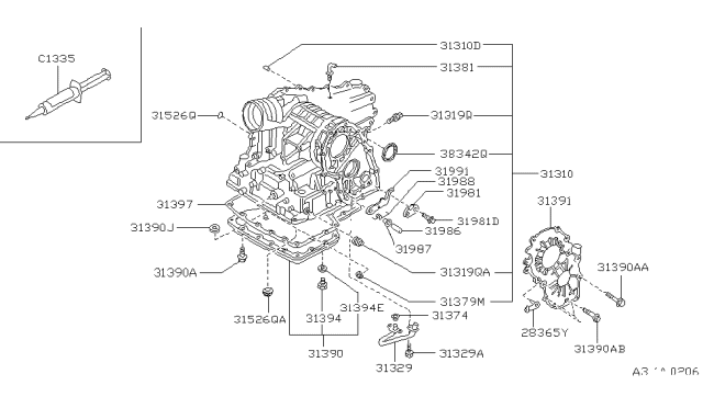 1997 Nissan Maxima Case Assembly Transmission Diagram for 313B0-80X07
