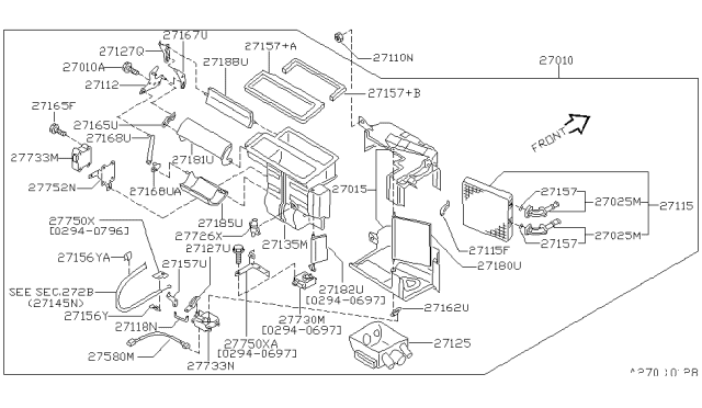 1995 Nissan Maxima Core Assy-Front Heater Diagram for 27140-40U00