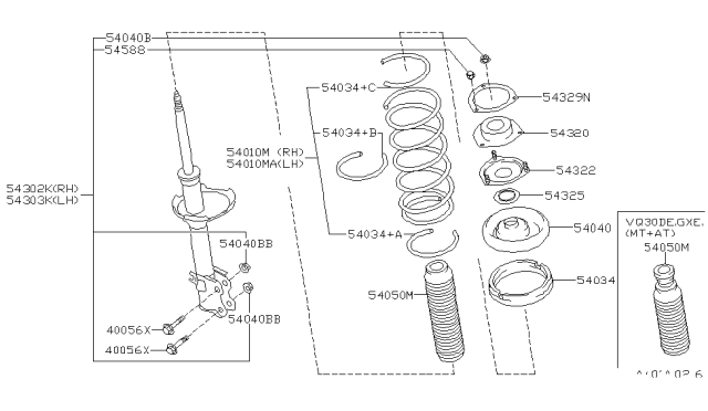 1995 Nissan Maxima Strut Kit-Front Suspension,RH Diagram for 54302-31U25