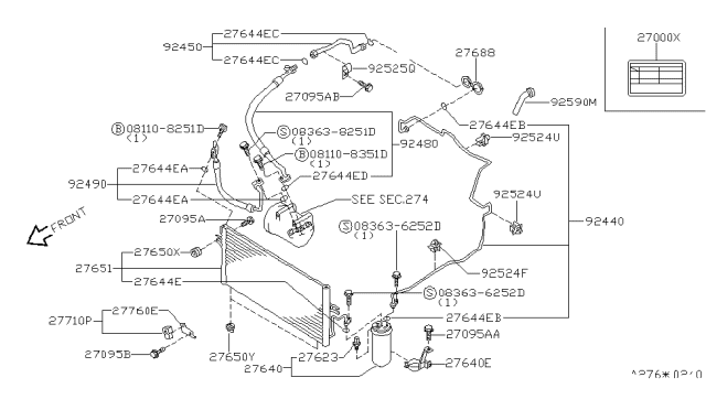 1998 Nissan Maxima Condenser,Liquid Tank & Piping Diagram 1