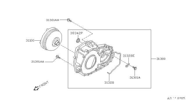 1996 Nissan Maxima Converter Assembly-Torque Diagram for 31100-80X03