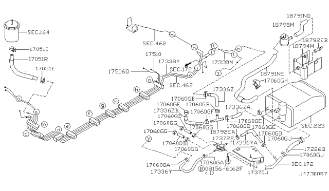 1998 Nissan Maxima Hose-Evaporation Diagram for 17336-2L901