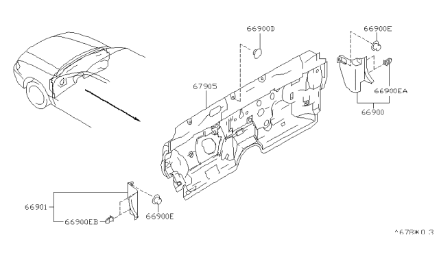 1996 Nissan Maxima Dash Trimming & Fitting Diagram