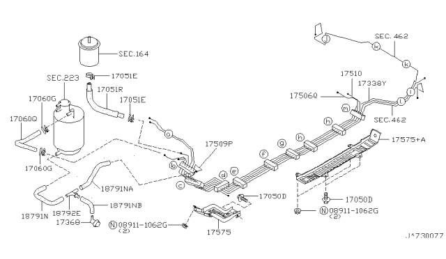 1995 Nissan Maxima Hose-Drain,Canister Diagram for 18791-43U00