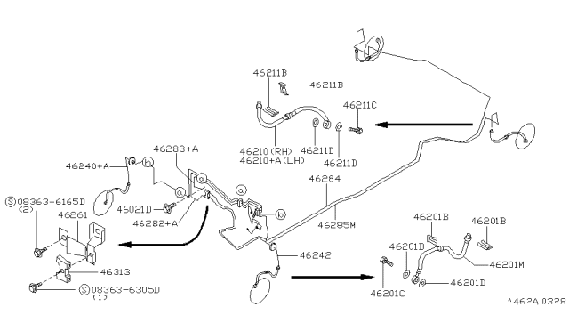 1997 Nissan Maxima Tube Assy-Brake,Rear Diagram for 46282-40U10