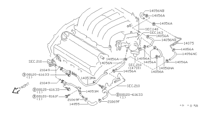 1999 Nissan Maxima Water Pipe Diagram for 14053-31U00