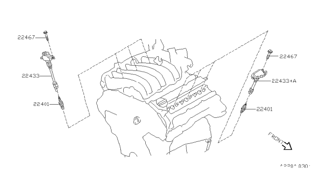 1996 Nissan Maxima Ignition Coil Assembly Diagram for 22448-31U06