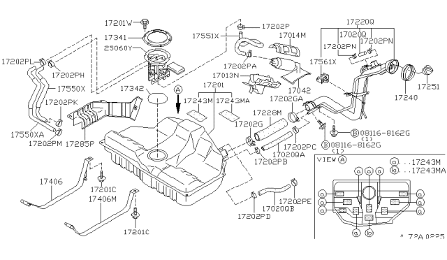 1995 Nissan Maxima Band Assy-Fuel Tank Mounting Diagram for 17406-41U00