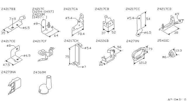 1997 Nissan Maxima Bracket-Harness Clip Diagram for 24239-40U15