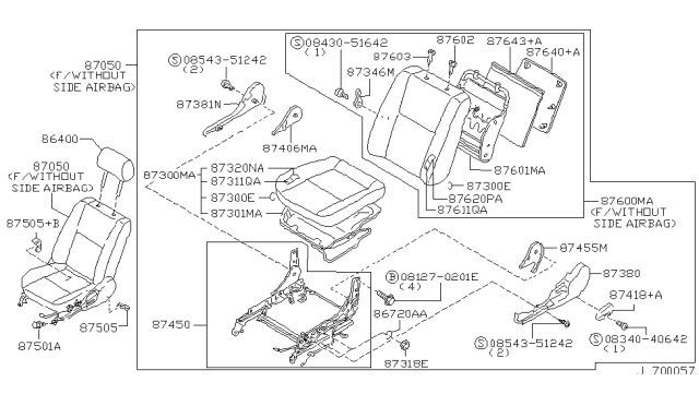 1995 Nissan Maxima Knob-Lifter Lever Diagram for 87346-41U01