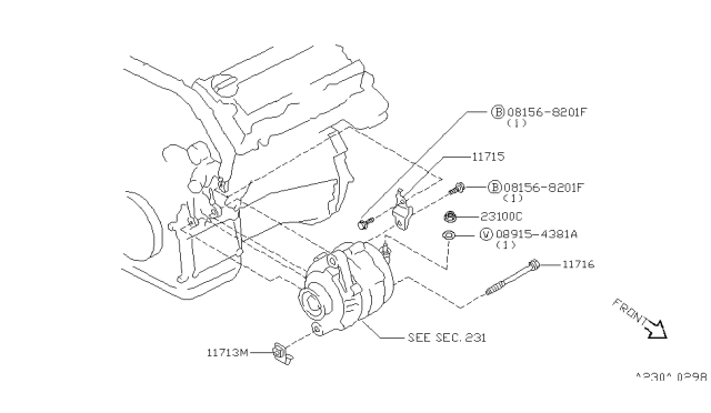 1999 Nissan Maxima Bolt Diagram for 11916-31U00