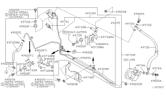 1999 Nissan Maxima Switch-Pressure,Power Steering Diagram for 49761-2J000