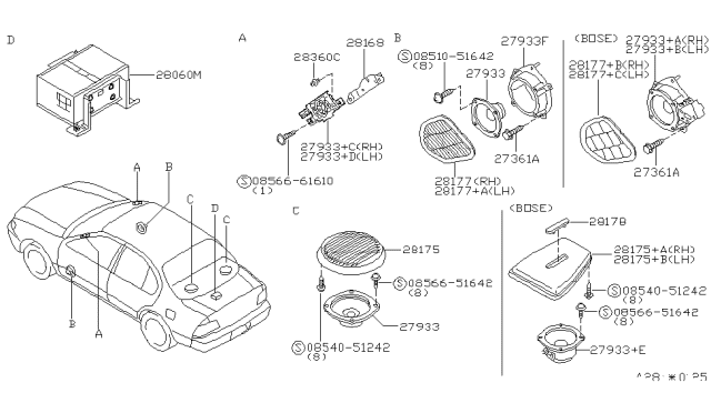 1996 Nissan Maxima Speaker Unit Diagram for 28156-31U01