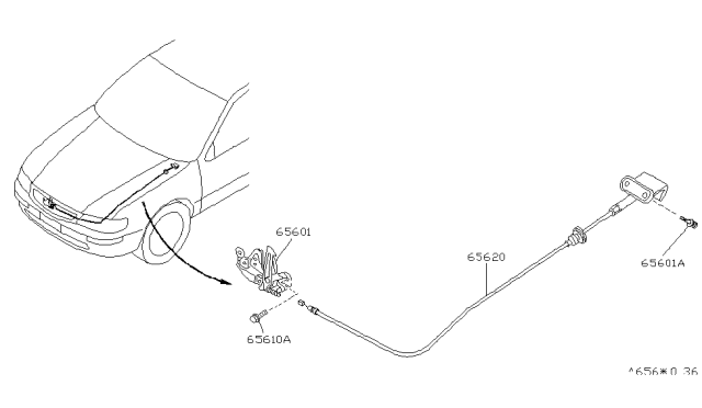 1995 Nissan Maxima Male Assy-Hood Lock Diagram for 65601-40U00