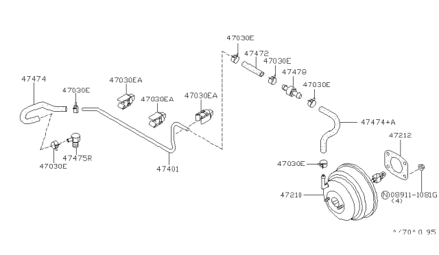 1996 Nissan Maxima Tube-Booster To Tank Diagram for 47401-40U00