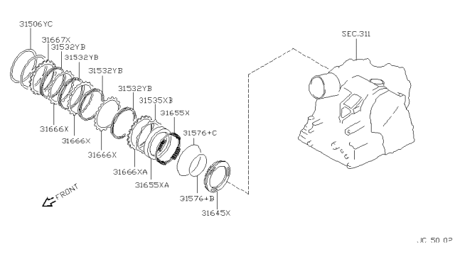 1997 Nissan Maxima Clutch & Band Servo Diagram 1