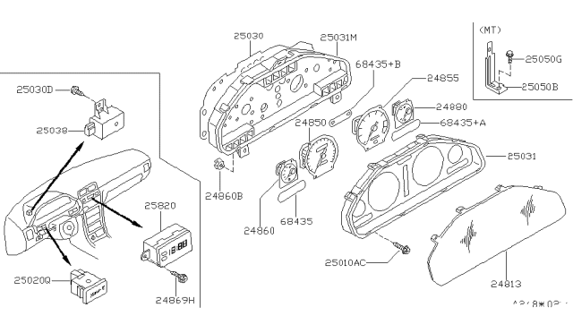 1999 Nissan Maxima Lens-Warning Lamp Diagram for 24890-1L100