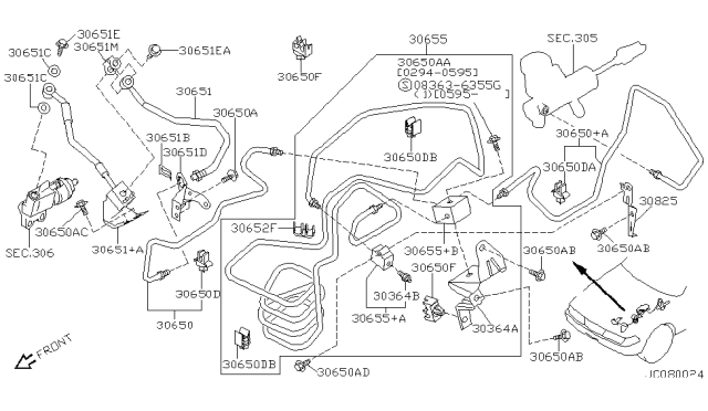 1999 Nissan Maxima Gasket-Clutch Hose Diagram for 30885-31U00