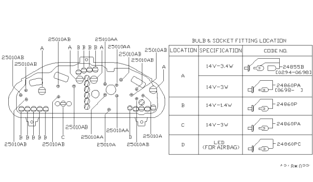 1998 Nissan Maxima Socket Bulb Diagram for 24860-28B00