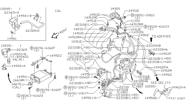 1996 Nissan Maxima Connector Diagram for 14960-40U00