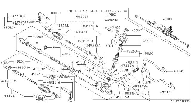 1998 Nissan Maxima Pinion Assy-Power Steering Diagram for 49220-0L700