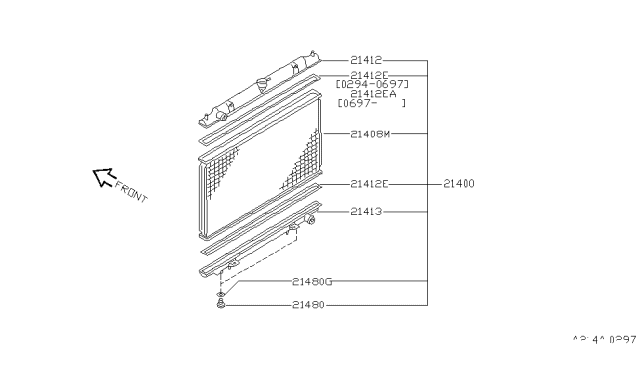 1997 Nissan Maxima Radiator Assy Diagram for 21460-0L700