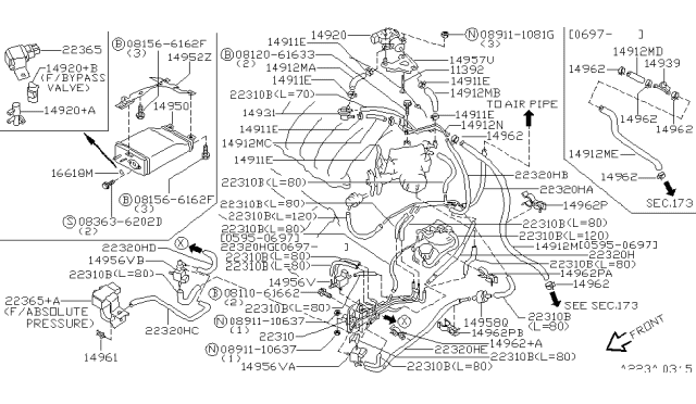 1997 Nissan Maxima Hose-EVAP Control Diagram for 14912-40U06