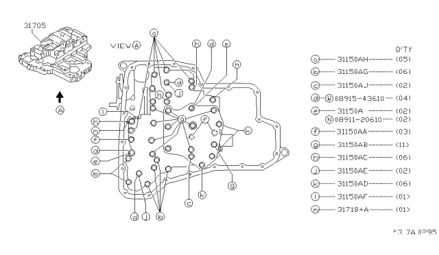 1997 Nissan Maxima Control Valve Assembly Diagram for 31705-80X22