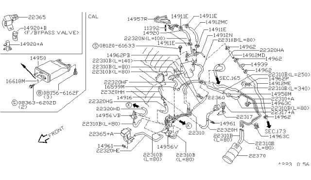 1998 Nissan Maxima Switch Assy-Vacuum Diagram for 22360-77A01