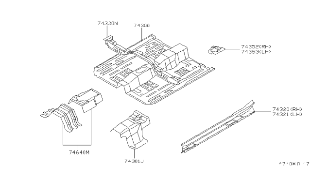 1997 Nissan Maxima Floor-Front Diagram for 74312-0L730