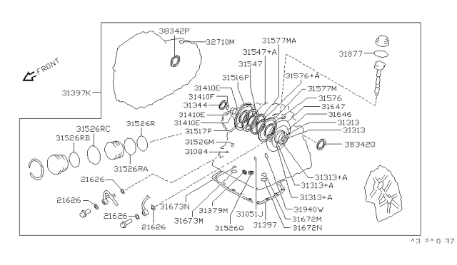 1998 Nissan Maxima Gasket & Seal Kit-Auto Transmission Diagram for 31397-80X25
