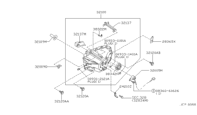 1995 Nissan Maxima Case Assembly Transmission Diagram for 321A0-31U02