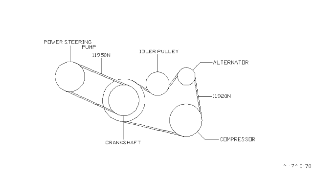 1999 Nissan Maxima Power Steering Oil Pump Belt Diagram for 11950-31U00