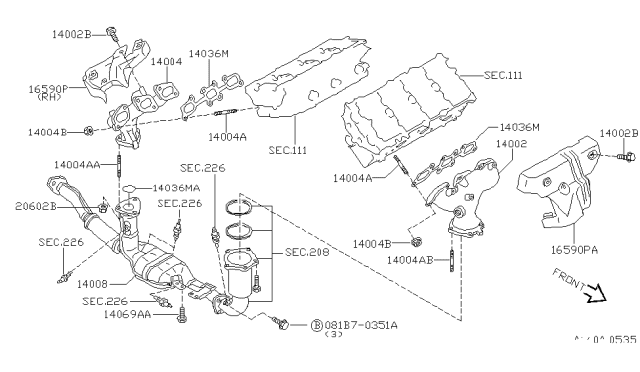 1998 Nissan Maxima Stud Diagram for 14064-31U00