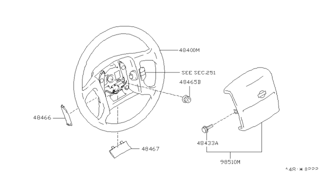 1998 Nissan Maxima Steering Wheel Assembly W/O Pad Diagram for 48430-4L702