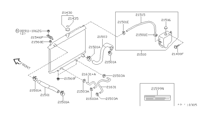 1997 Nissan Maxima Radiator,Shroud & Inverter Cooling Diagram 1