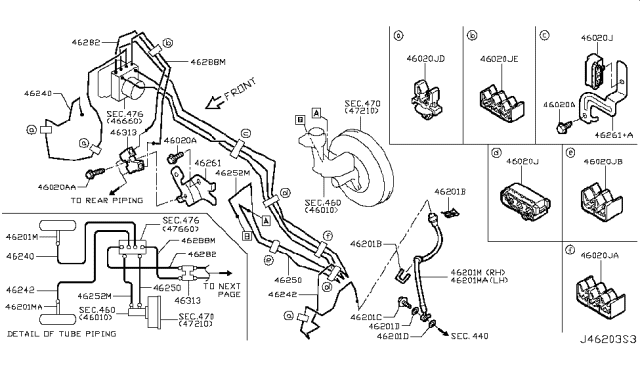 2019 Nissan Rogue Sport Brake Piping & Control Diagram 2