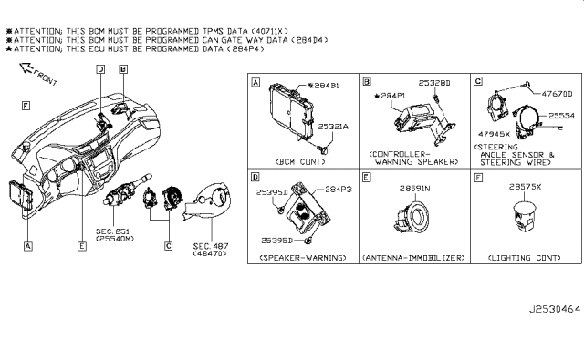 2018 Nissan Rogue Sport Controller Assy-Warning Speaker Diagram for 284P1-5CR0A