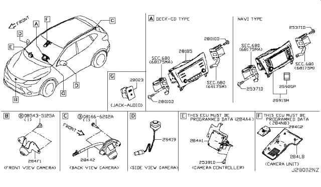 2018 Nissan Rogue Sport Deck-Cd Diagram for 28185-6MA0A