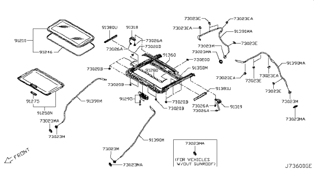 2017 Nissan Rogue Sport Drain Assy-Rear Diagram for 91360-5CA1A