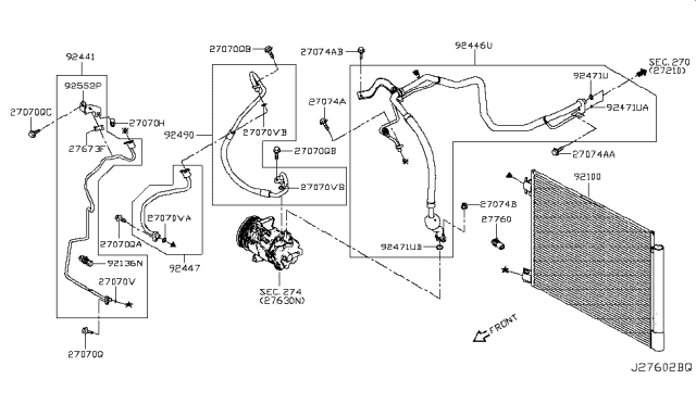 2017 Nissan Rogue Sport Condenser,Liquid Tank & Piping Diagram