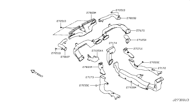 2017 Nissan Rogue Sport Duct-FLOOR. Rear Diagram for 27931-6FK2A