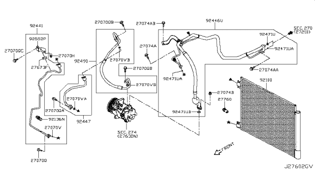 2019 Nissan Rogue Sport Bracket-Tube Clamp Diagram for 92556-6MA0A