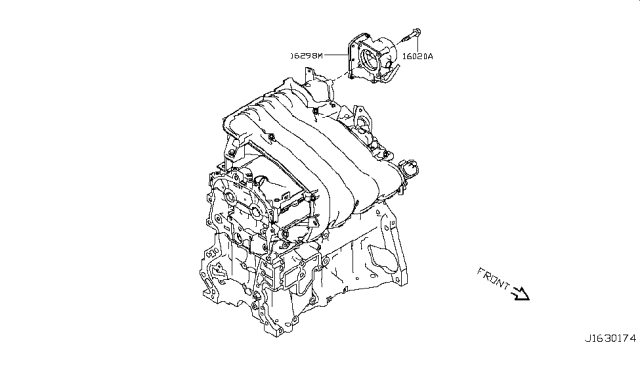 2017 Nissan Rogue Sport Throttle Body Assembly Diagram for 16119-4BB0A