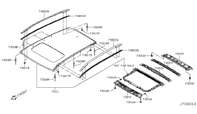 2019 Nissan Rogue Sport Roof Panel & Fitting Diagram 3