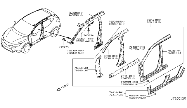 2019 Nissan Rogue Sport Body Side Panel Diagram 1