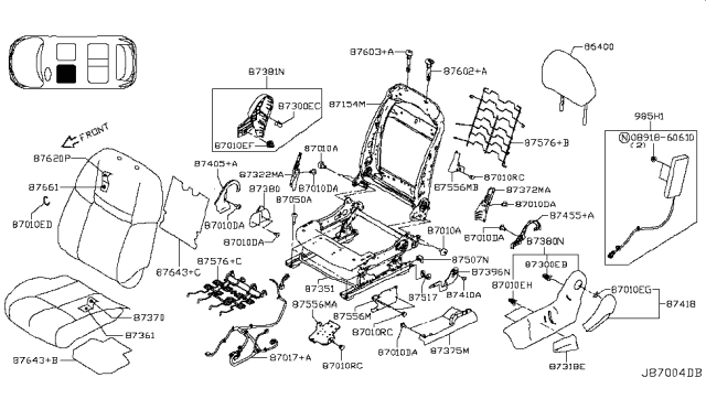 2017 Nissan Rogue Sport Pad Assy-Cushion,Front Seat LH Diagram for 87361-4BU1A