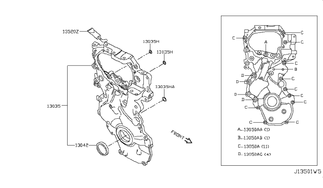 2018 Nissan Rogue Sport Front Cover,Vacuum Pump & Fitting Diagram