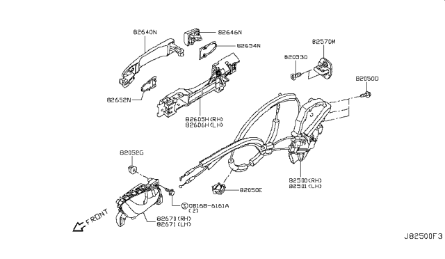 2018 Nissan Rogue Sport Rear Door Lock & Handle Diagram