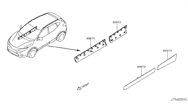 2018 Nissan Rogue Sport Body Side Molding Diagram